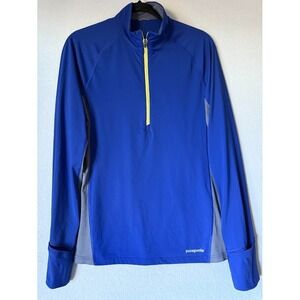 Patagonia Pullover Men L Blue 1/2 Zip Performance Thumbholes Stretch Activewear